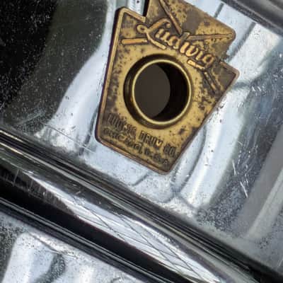 Vintage Ludwig Chrome Over Brass Snare Drum — Pre-Serial, 1961-1963 image 4