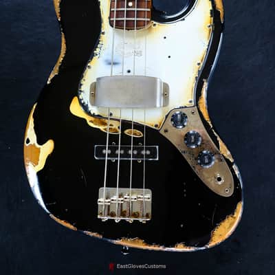 Fender Standard Jazz Bass 60s Pickups Black Aged Relic image 5