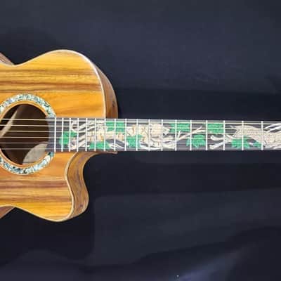 Blueberry Handmade Grand Concert Cutaway Guitar Tiger Motif image 1