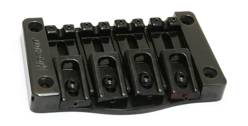 Hipshot 5T400B 4-String TransTone Flat Mount .750" Spacing Bass Bridge - BLACK image 1