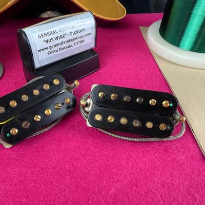 General Vintage Tone NOS Wire Pat. No. 1962  Humbucker Set Double Cellulose acetate black bobbins NOS WIRE image 7