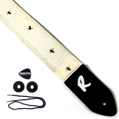Honey Bee Guitar Strap - Bee Honey Comb Guitar Strap - Bee Guitar Strap -Double Padded for Comfort - Universal Guitar Strap image 1