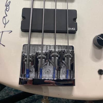 Tom Hamilton's Aerosmith, SIGNED Sadowsky NYC Pearl White Fretless 4-String Bass PLUS Tour Artifacts. (TH12) image 8