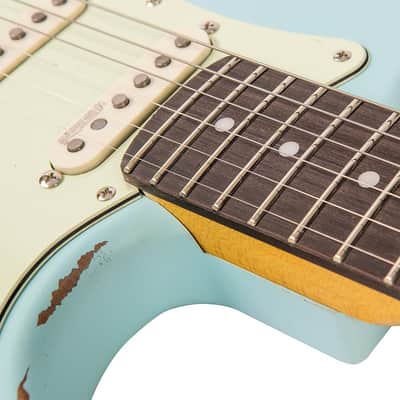 Vintage Icon Series V6MRLB Distressed - SSS, Laguna Blue image 7