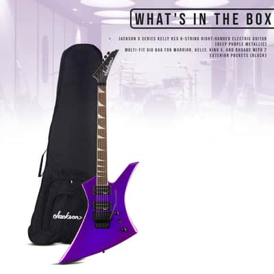 Jackson X Series Kelly KEX 6-String Right-Handed Electric Guitar (Deep Purple Metallic) Bundle with Multi-Fit Gig Bag with 2 Exterior Pockets (Black) image 7