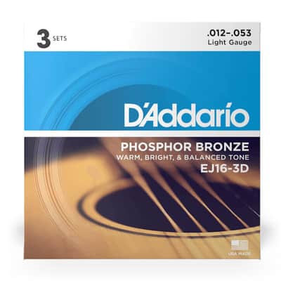 D'Addario EJ16-3D Phosphor Bronze LIGHT 12-53 3 Pack image 1