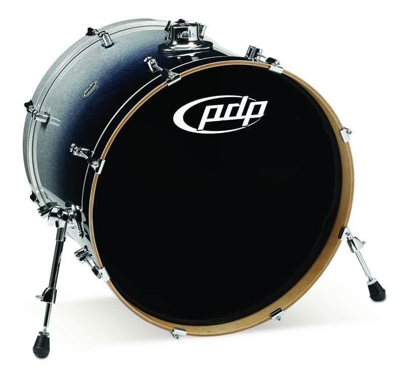 Pacific Drums PDCM1822KKSB 18 x 22 Inches Bass Drum with Chrome Hardware - Silver to Black Fade image 1