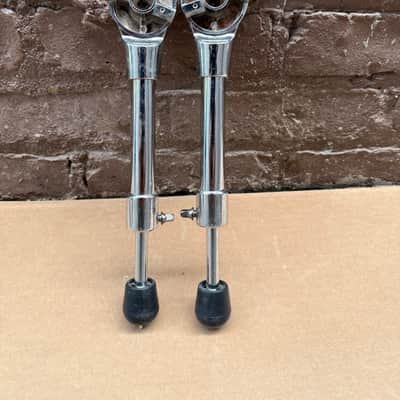 Unbranded Bass Drum Spurs / Bass Drum Legs Pair Chrome Adjustable w/ Rubber Feet AS-IS image 2