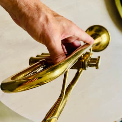 Besson Meha Perfectionée Bb Trumpet – Original Lacquer –  470 XL Bore 1948 - original gold lacquer image 4