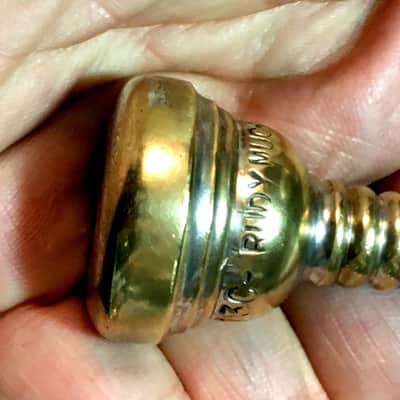GOLD PLATED VINTAGE RUDY MUCK CUSHION 13C RIM CORNET MOUTHPIECE MID 1950'S VERY GOOD SHAPE ORIG FIN 90% APROX. image 14