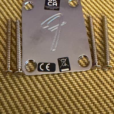 Fender F Neckplate & Screws Free Shipping!!!
