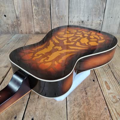 Dobro Model 66B Squareneck Resonator 1985 Sandblasted Birch With Case - Sunburst sandblasted French Scroll design image 15