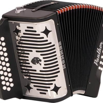 Hohner Panther Diatonic Accordion - Keys of F/Bb/Eb - Black-NEW image 2