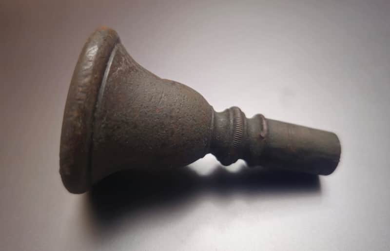 Vintage Mouthpiece Wind Trumpet Bronze 1910s Russian Empire Patina image 1