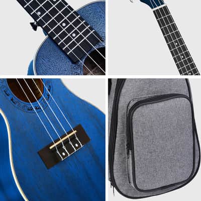 Concert Ukulele Ranch 23 inch Professional Wooden ukelele Instrument with Gig Bag  Starry Blue image 2