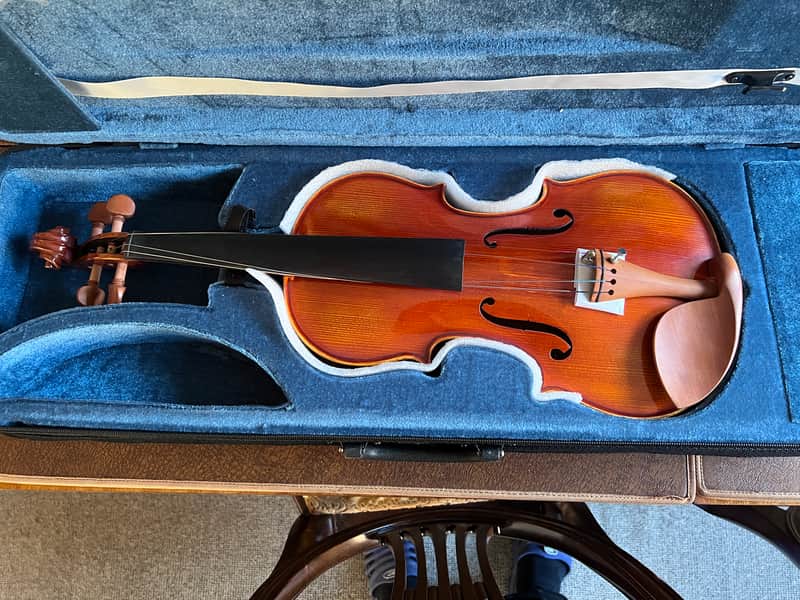 Sinomusik HVB 01 4/4 Full Size Violin Outfit – Solid Spruce, Flame Maple – Brand New image 1