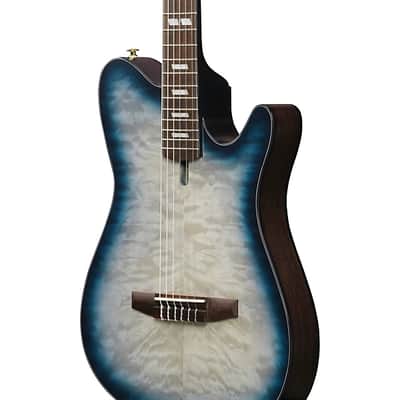 Ibanez FRH20QMNCTL Thinline Nylon String Acoustic-Electric Guitar - Cosmic Blue Starburst Low Gloss image 6