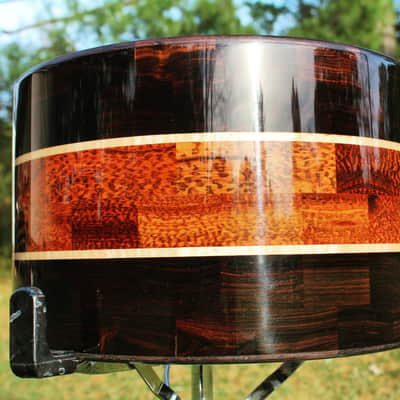 HHG Drums 14x8.5 Blackwood, Snakewood, And Maple Segmented Snare, High Gloss image 2
