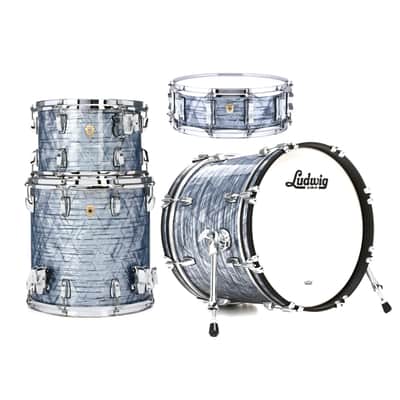 Ludwig Classic Maple L84823AX52 Jazzette 3-pc Shell Pack (12/14/18) PLUS Matching LS401XX52 5x14 Snare Drum, Sky Blue Pearl image 1