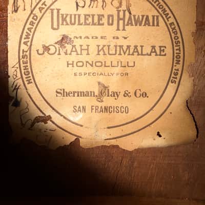 Extremely Rare Jonah Kumalae Hawaiian Solid Koa Soprano Ukulele with Cigar Label image 6