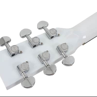 Swing Hybrid-White All Solid Electric Acoustic Slim Guitar Piezo Magnetic Pickup image 9