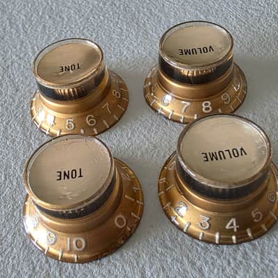BEAUTIFUL Vintage 60’s 70’s Gold Reflector Knobs Set Les Paul SG Gibson ES Volume Tone image 9