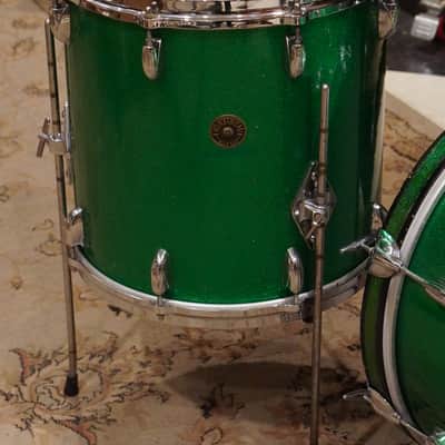 Gretsch 12/14/18/4x14" Round Badge Drum Set - 1950s Green Sparkle image 10