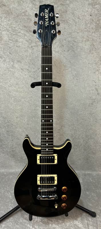 Hamer DC double cutaway electric guitar in transparent black (made