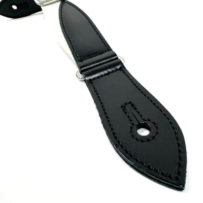 Walker & Williams H-47 Vintage Series Classic White Woven Teardrop Strap With Black Leather Ends image 7