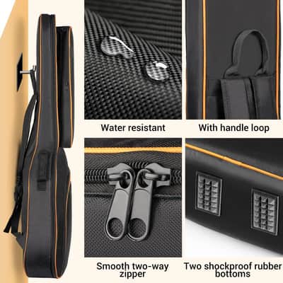 44 Inch Guitar Bag for Dreadnought and Jumbo Orange Line Gig Bag 0.47in Thick Padding Water Resistent Adjustable Shoulder Strap Guitar Case with Back Hanger Loop and Music Stand Pocket image 3