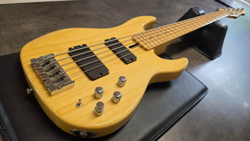 ESP Surveyor 5 Bass Natural Ash EMG Five String Pro Artist Studio Bass 2010 OHSC MIJ Japan Precision-Jazz Body image 1