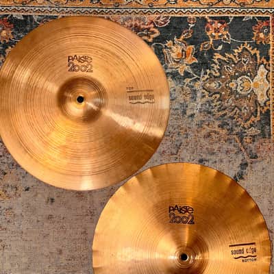 VINTAGE PAISTE 2002 SOUND EDGE Hihats 14” 910 1020 g REAL DEAL 1978 Black Label! CLEAN Don’t Pay $550 image 3