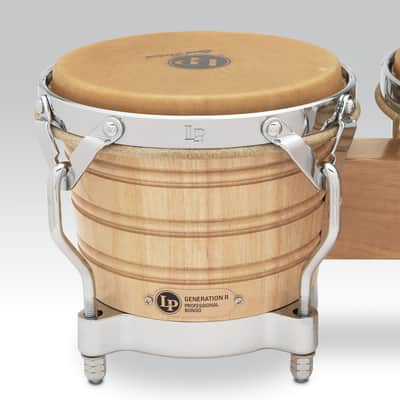 Latin Percussion LP 7-1/4" and 8-5/8" Generation II Bongos with Traditional Rims - Natural with Chrome Hardware (LP201A-2) image 4