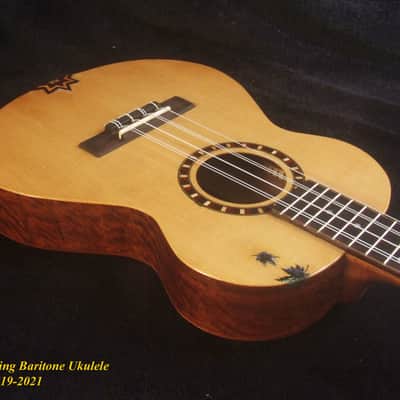 Handmade 6 String Baritone Ukulele Solid Spruce, Mahogany ArchBack, Slotted Head, Celtic Inlay, Soft-bag, Bruce Wei UAG19-2021 image 3