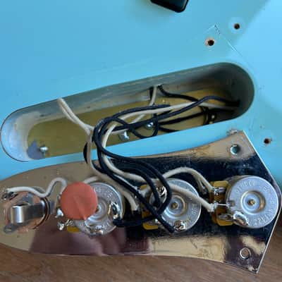 Original and complete 2014 Fender AVRI '64 Jazz Bass Body - Daphne Blue - LOADED image 11