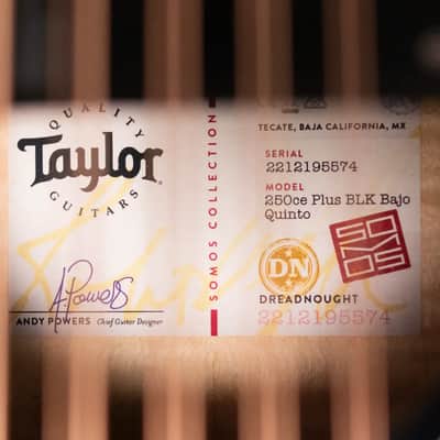 Immagine Taylor 250ce Plus BLK Bajo Quinto Acoustic/Electric Guitar - Black with Aerocase - 14