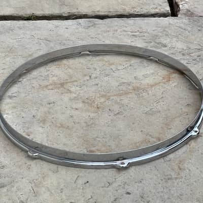 1950's Gretsch 16" Chrome Over Brass 8 Hole Stick Chopper Floor Tom Rim Broadkaster Hoop COB image 1