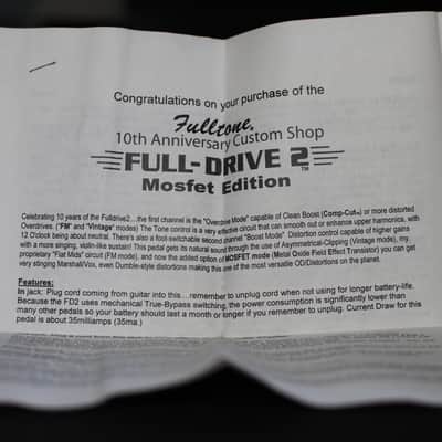 Fulltone Full-Drive 2 10th Anniversary Mosfet Overdrive image 5