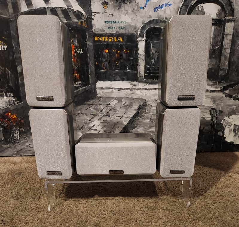 Kenwood Kenwood KS-307 Surround Sound Speakers 5 speakers 90s  - Grey plastic image 1