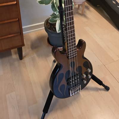Jackson USA JJ Bass Custom Shop Interference Hot Rod Flames Flip-Flop Color Change 32" Medium Short Scale Scott Ian Music Man Stingray Pickup 18V Preamp American Slap Bass Guitar image 23
