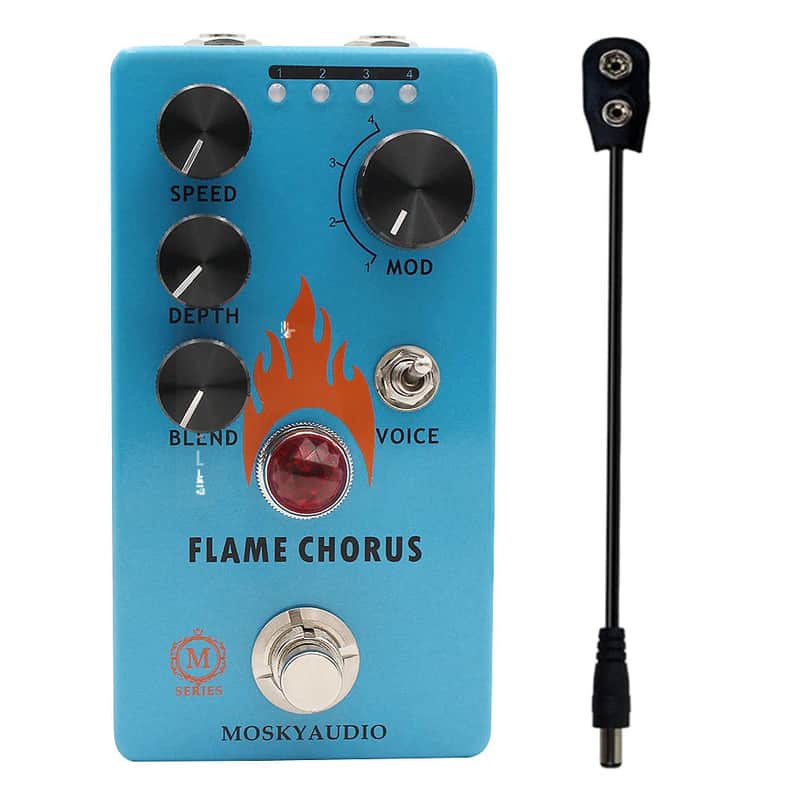 Mosky Flame Chorus Guitar Pedal with Speed/Depth/Blend/Voice Button + 9v Battery Cable image 1