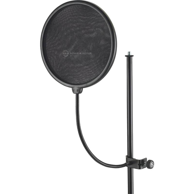 K&M 23966 Popkiller Pop Filter & Gooseneck Combo, Large Shield Diameter, Black image 1