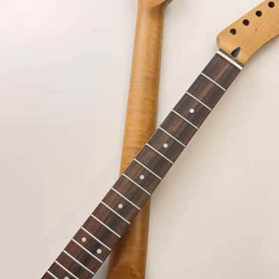 Tiger Roasted Maple Tele Style Guitar Neck, 22 Frets, Rosewood Fingerboard, Matte Finish image 1