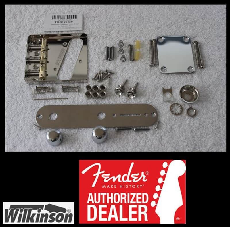 Fender/Wilkinson Telecaster Chrome Body Hardware Set Vintage 3-saddle Compensated Bridge TB-5129-001 image 1