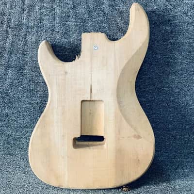 Strat Style Electric Guitar Body in Black, Solid Basswood image 4