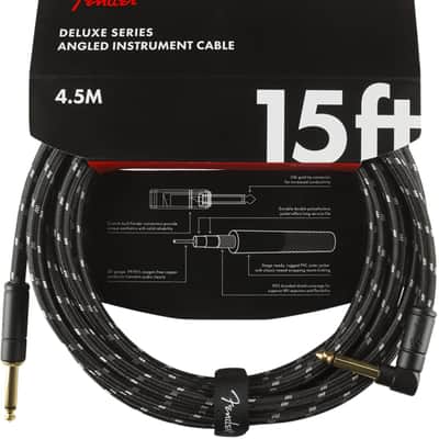 Fender Deluxe BLACK TWEED Guitar/Instrument Cable, Straight-Right Angle, 15' ft image 9