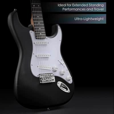 39 Inch Full Size Electric Guitar Kit For Beginners And Adults,SSS Pickup Stratocaster Guitarra Electrica Set Includes Tremolo Bridge,Amp,Strings,Stand,Case Bag, Birthday Holiday Gifts, Black image 3