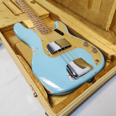 Fender Custom Shop P-Jazz Relic Ash Body Electric Bass Guitar Daphne Blue image 2
