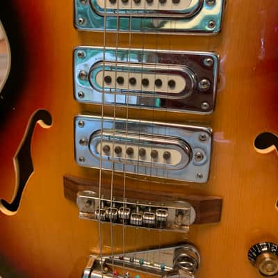1960s Fujigen Fiama Hollow Body 3 Pickup Sunburst image 4