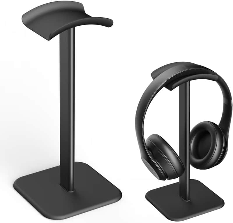 Headphone Stand for Desk - Headset Stand with Aluminum Hanger and Plastic Headrest, Headphone Holder for AirPods Max, Sony, Bose, Beats and More (Black) image 1